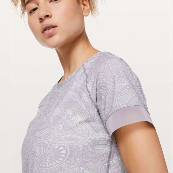 Lululemon stripe in stride short sleeve W3BZXS In Spirit Multi paisley *10-12 - Picture 4 of 13